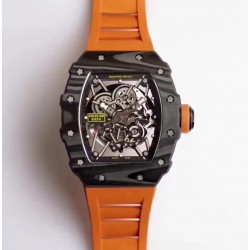 Replica Richard Mille RM35-02 Rafael Nadal KV Forged Carbon Black & Skeleton Dial M6T51