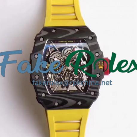 Replica Richard Mille RM35-02 Rafael Nadal KV Forged Carbon Black & Skeleton Dial M6T51