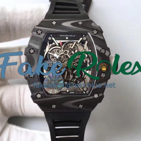 Replica Richard Mille RM35-02 Rafael Nadal Foundation KV Forged Carbon Black & Skeleton Dial M6T51