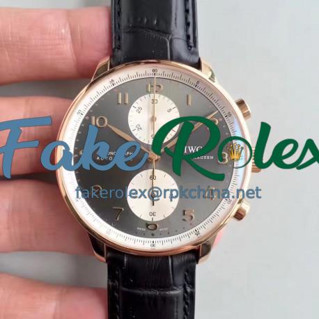 Replica IWC Portugieser Chronograph Jackie Chan IW371433 ZF Rose Gold Anthracite & White Dial Swiss 7750