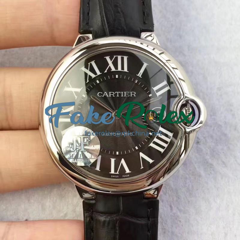 Replica Cartier Ballon Bleu 42MM WSBB0003 JF Stainless Steel Black Dial Swiss 2824-2