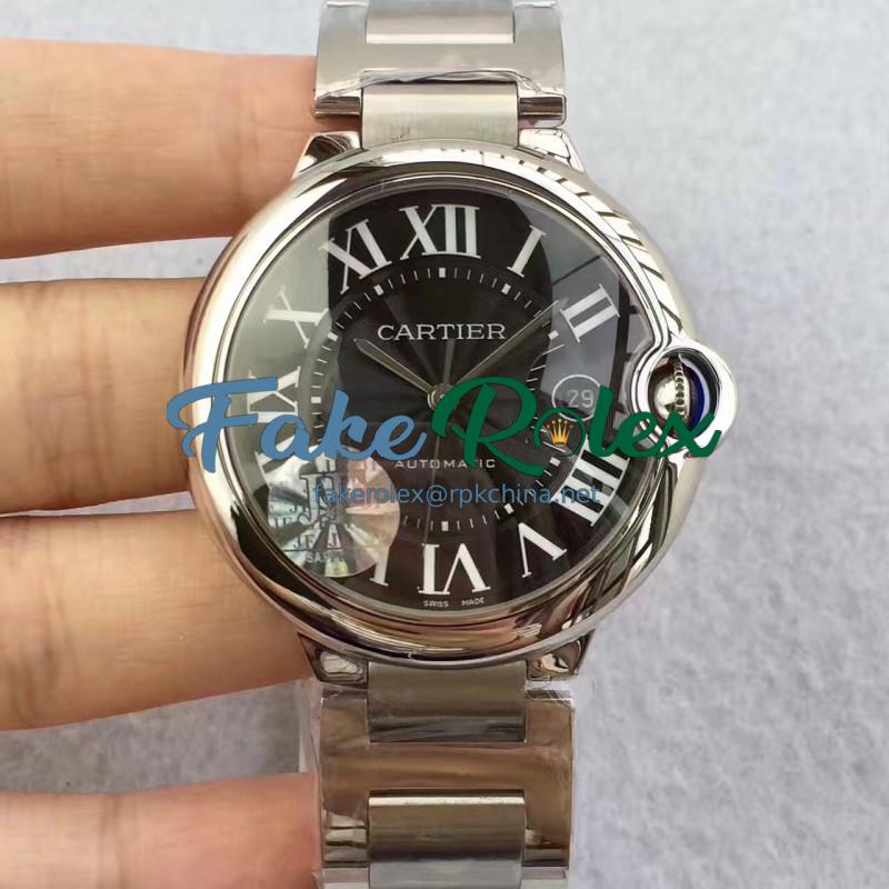 Replica Cartier Ballon Bleu 42MM W6920042  JF Stainless Steel Black Dial Swiss 2824-2