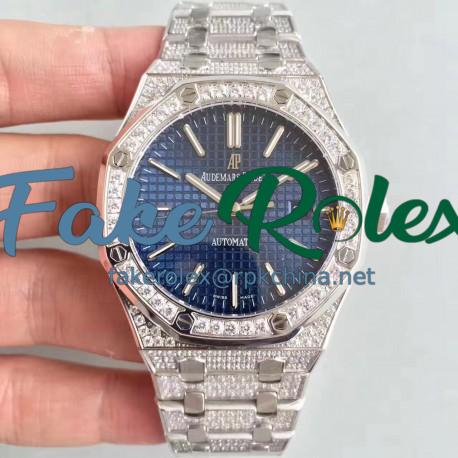 Replica Audemars Piguet Royal Oak 15400 N Stainless Steel & Diamond Blue Dial Swiss 3120