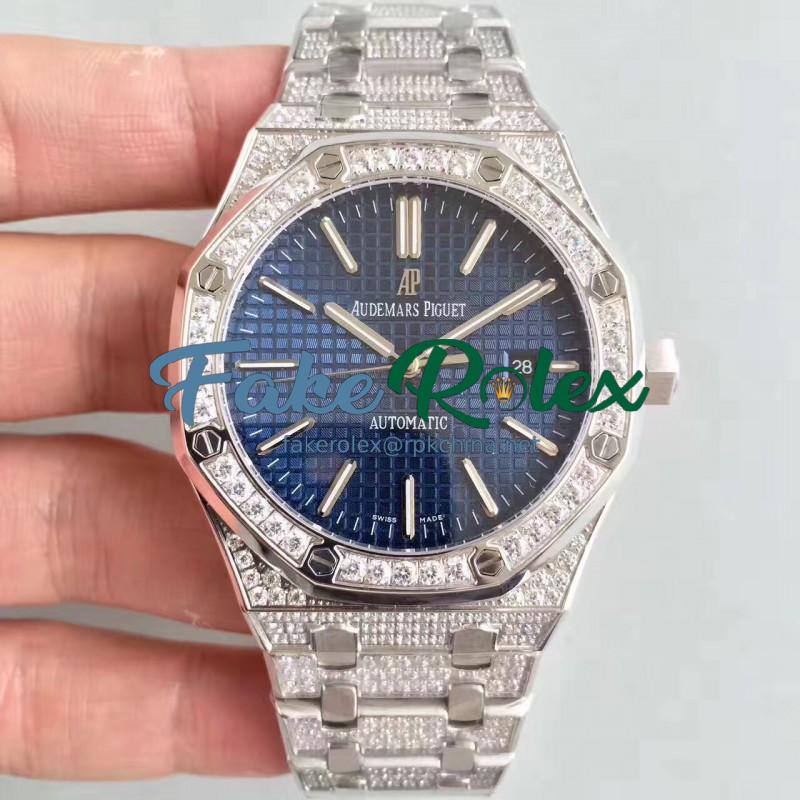 Replica Audemars Piguet Royal Oak 15400 N Stainless Steel & Diamond Blue Dial Swiss 3120