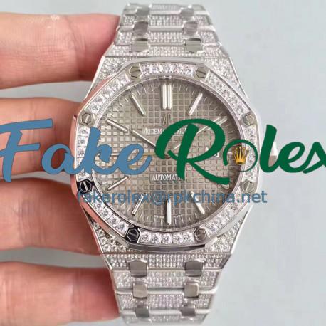 Replica Audemars Piguet Royal Oak 15400 N Stainless Steel & Diamond Grey Dial Swiss 3120