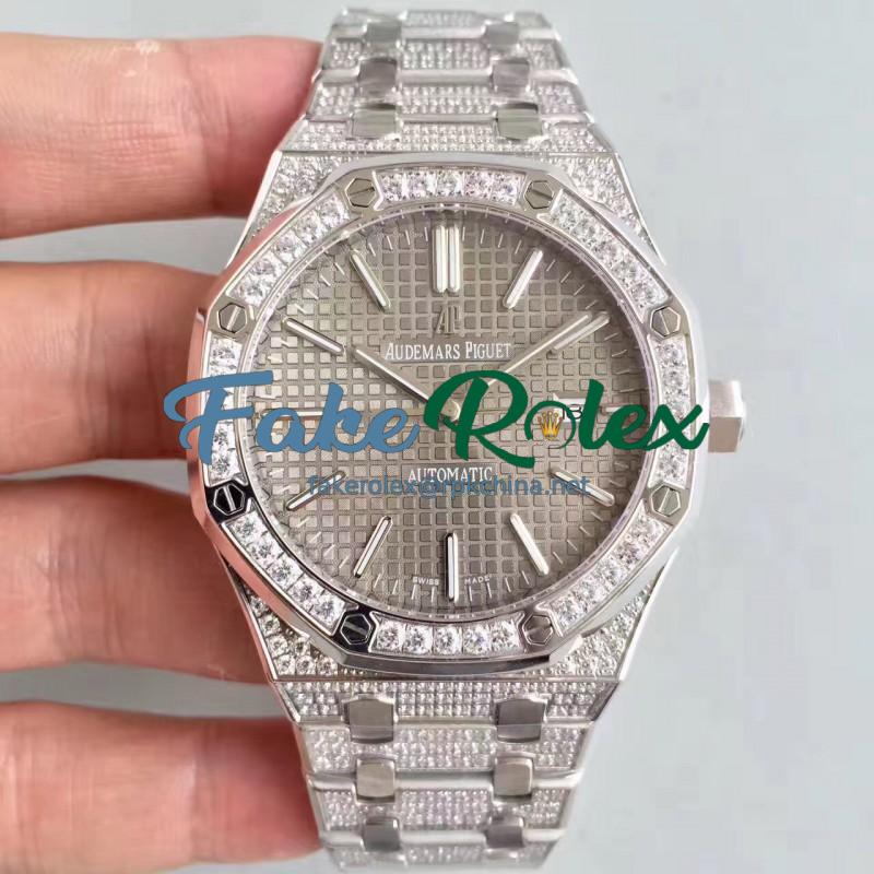 Replica Audemars Piguet Royal Oak 15400 N Stainless Steel & Diamond Grey Dial Swiss 3120