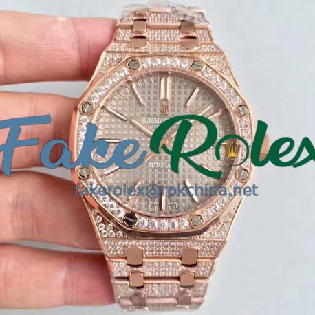 Replica Audemars Piguet Royal Oak 15400 N Rose Gold & Diamond Grey Dial Swiss 3120