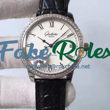 Replica Glashutte Original Senator Excellence V4 1-39-52-01-02-04 GF Stainless Steel & Diamonds White Dial Swiss Caliber 39-52