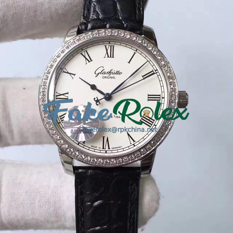 Replica Glashutte Original Senator Excellence V4 1-39-52-01-02-04 GF Stainless Steel & Diamonds White Dial Swiss Caliber 39-52