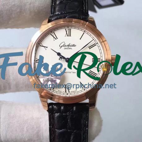 Replica Glashutte Original Senator Excellence V4 1-39-52-01-01-04 GF Rose Gold White Dial Swiss Caliber 39-52