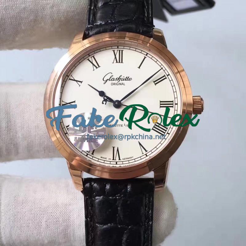 Replica Glashutte Original Senator Excellence V4 1-39-52-01-01-04 GF Rose Gold White Dial Swiss Caliber 39-52