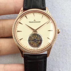 Replica Jaeger-LeCoultre Master Ultra Thin Tourbillon 1322410 JF Rose Gold & Diamonds Beige Dial Swiss Tourbillon