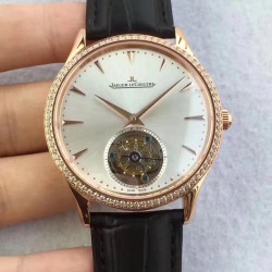 Replica Jaeger-LeCoultre Master Ultra Thin Tourbillon 1322410 JF Rose Gold & Diamonds Silver Dial Swiss Tourbillon