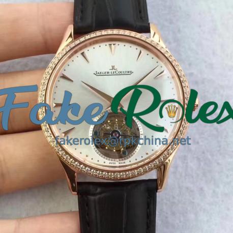 Replica Jaeger-LeCoultre Master Ultra Thin Tourbillon 1322410 JF Rose Gold & Diamonds Silver Dial Swiss Tourbillon