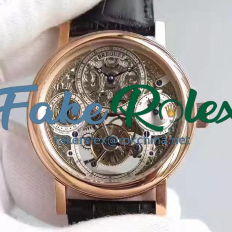 Replica Breguet Grand Complication Tourbillon AX Rose Gold Silver Skeleton Dial Swiss Tourbillon