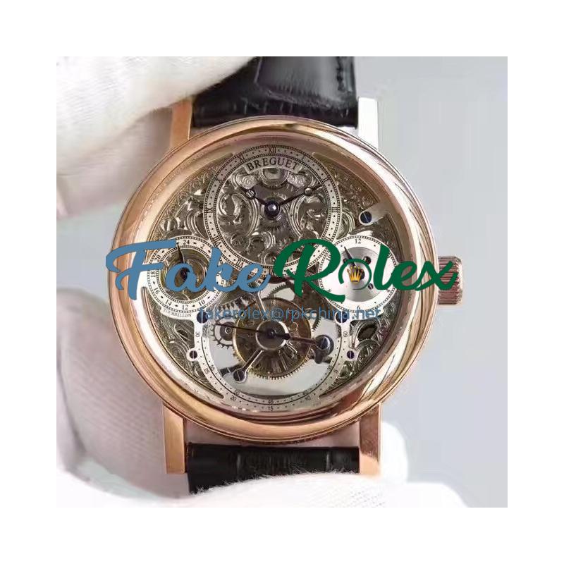 Replica Breguet Grand Complication Tourbillon AX Rose Gold Silver Skeleton Dial Swiss Tourbillon