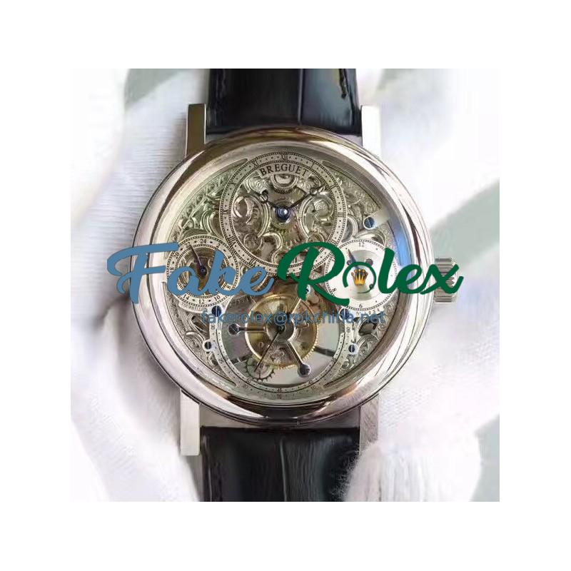 Replica Breguet Grand Complication Tourbillon AX Stainless Steel Silver Skeleton Dial Swiss Tourbillon