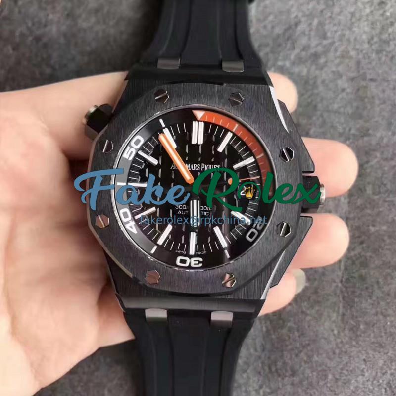 Replica Audemars Piguet Royal Oak Offshore Diver 15707CE.OO.A002CA.01 N Black Ceramic Black & Orange Dial Swiss 3120