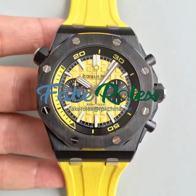 Replica Audemars Piguet Royal Oak Offshore Diver Chronograph 26703 JH Ceramic Yellow Dial Swiss 3124