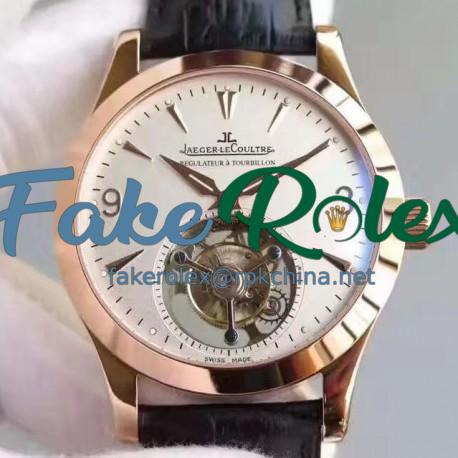 Replica Jaeger-LeCoultre Master Grande Tradition Tourbillon BM Rose Gold White Dial Swiss Tourbillon