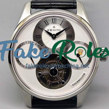 Replica Zenith EP Calender Tourbillon SS/LE White Swiss Tourbillon