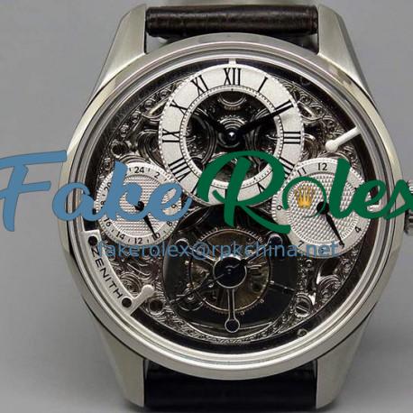 Replica Zenith EP Calender Skeleton Tourbillon SS/LE Black Swiss Tourbillon