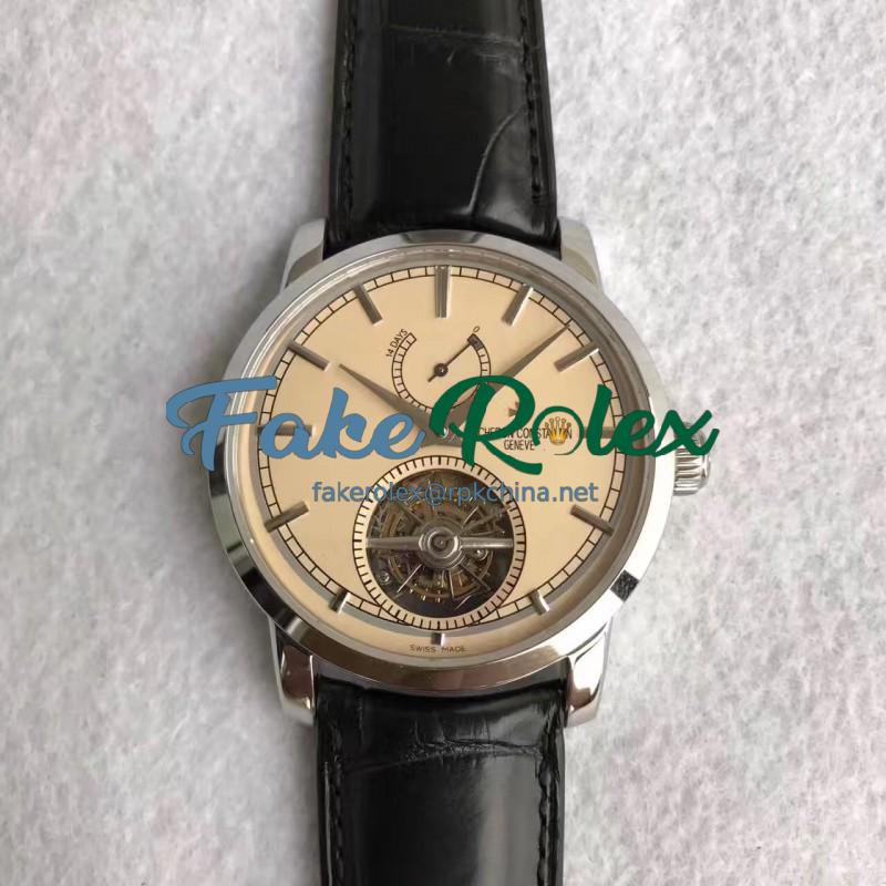 ReplicaVacheron Constantin Patrimony Traditionnelle 14-Day Tourbillon 89600 TF Stainless Steel Beige Dial Swiss 2260