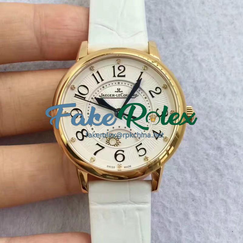 Replica Jaeger-LeCoultre Ladies Rendez-Vous Night & Day Medium 3441420 N Yellow Gold White Dial Swiss 898A/1