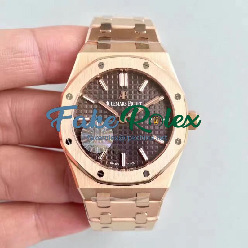 Replica Audemars Piguet Royal Oak 15450 JF Rose Gold Brown Dial Swiss 3120