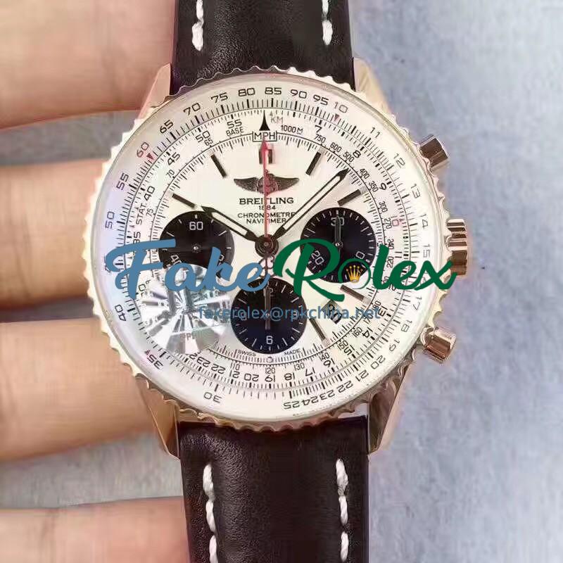 Replica Breitling Navitimer 01 RB012012.BA49.435X.R20BA.1 JF Rose Gold White Dial SWISS 7750