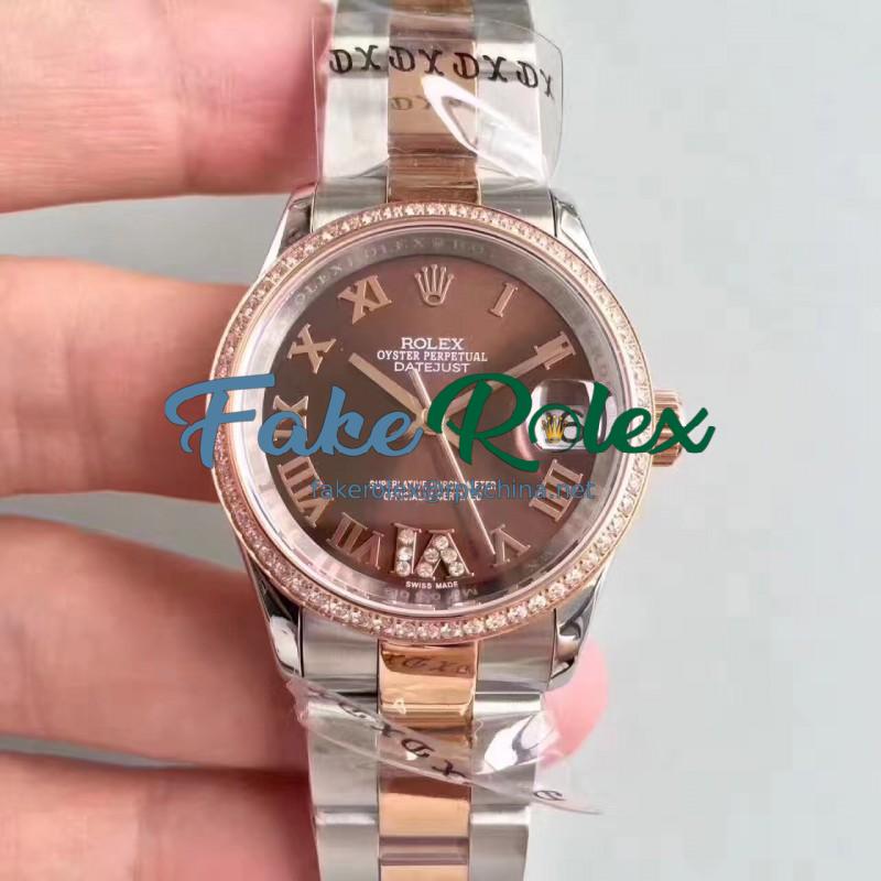 Replica Rolex Datejust 31 178341 31MM JF Stainless Steel & Rose Gold Chocolate Dial Swiss 2836-2