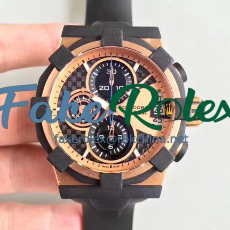 Replica Concord C1 Chronograph 0320012 N Rose Gold & Black Rubber Rose Gold Dial Swiss 7750