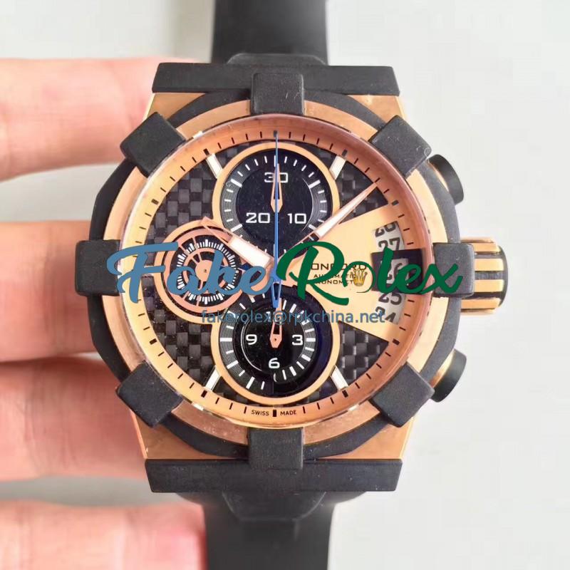 Replica Concord C1 Chronograph 0320012 N Rose Gold & Black Rubber Rose Gold Dial Swiss 7750