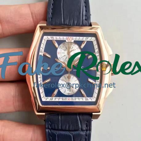 Replica IWC Da Vinci Chronograph IW376402 ZF Rose Gold Blue Dial Swiss 89361