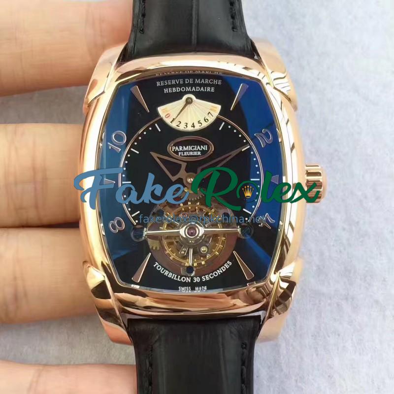 Replica Parmigiani Fleurier Kalpa Grande Tourbillon BM Rose Gold Black Dial Swiss Tourbillon