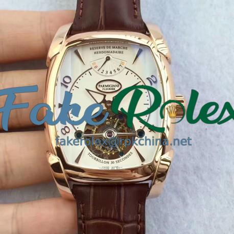 Replica Parmigiani Fleurier Kalpa Grande Tourbillon BM Rose Gold White Dial Swiss Tourbillon