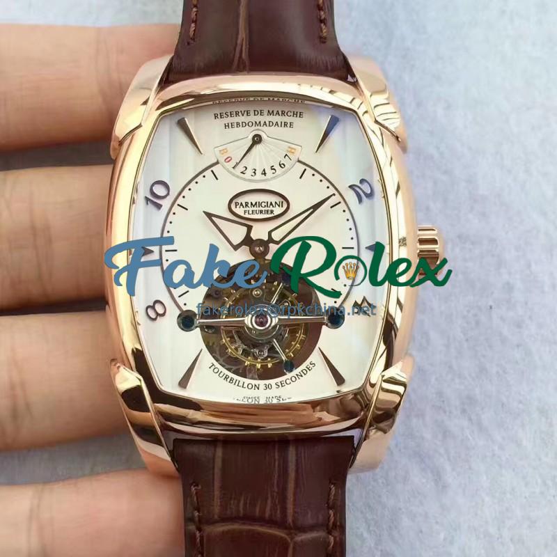 Replica Parmigiani Fleurier Kalpa Grande Tourbillon BM Rose Gold White Dial Swiss Tourbillon