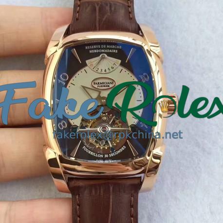 Replica Parmigiani Fleurier Kalpa Grande Tourbillon BM Rose Gold Brown & White Dial Swiss Tourbillon