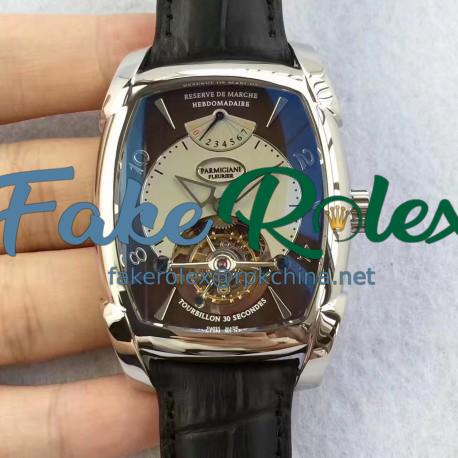 Replica Parmigiani Fleurier Kalpa Grande Tourbillon BM Stainless Steel Brown & White Dial Swiss Tourbillon