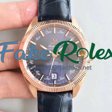 Replica Omega Globemaster Annual Calendar130.53.41.22.03.001 OM Rose Gold Blue Dial M9015