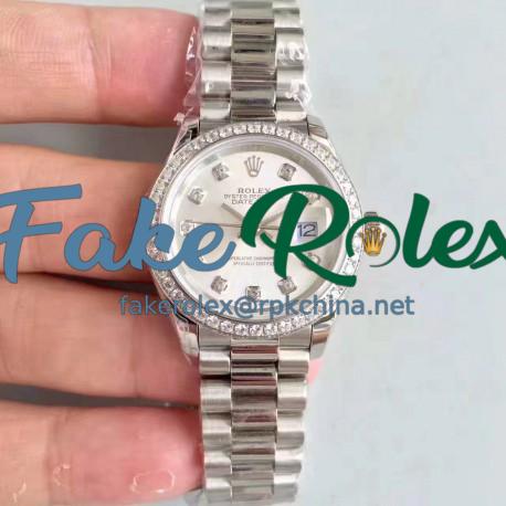 Replica Rolex Lady Datejust 28 279136RBR 28MM N Stainless Steel & Diamonds Silver Dial Swiss 2236