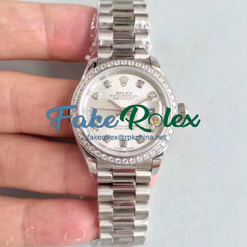 Replica Rolex Lady Datejust 28 279136RBR 28MM N Stainless Steel & Diamonds Silver Dial Swiss 2236