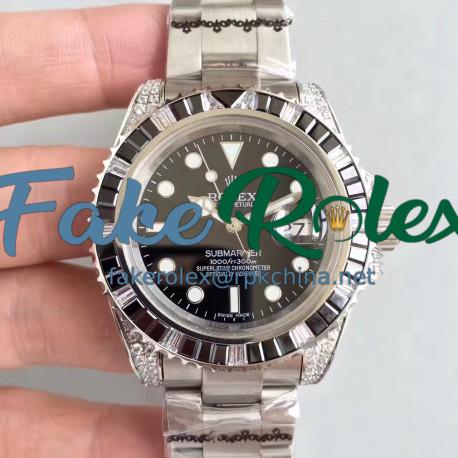 Replica Rolex Submariner Date 116610LN BP Stainless Steel & Diamonds Black Dial Swiss 2836-2