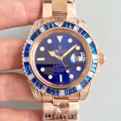 Replica Rolex Submariner Date 116618LB BP Rose Gold & Diamonds Blue Dial Swiss 2836-2