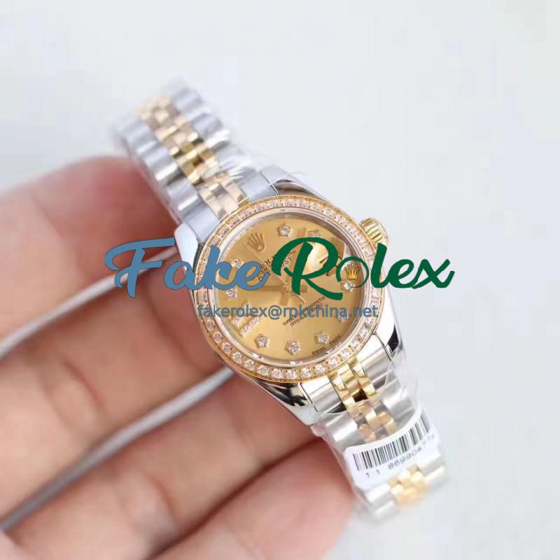 Replica Rolex Lady Datejust 28 279383RBR 28MM N Stainless Steel & Yellow Gold Champagne Dial Swiss 2671