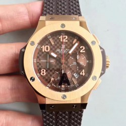 Replica Hublot Big Bang Cappuccino 301PC1007RX JF Rose Gold Brown Carbon Fiber Dial Swiss HUB4100