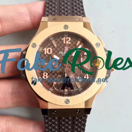 Replica Hublot Big Bang Cappuccino 301PC1007RX JF Rose Gold Brown Carbon Fiber Dial Swiss HUB4100