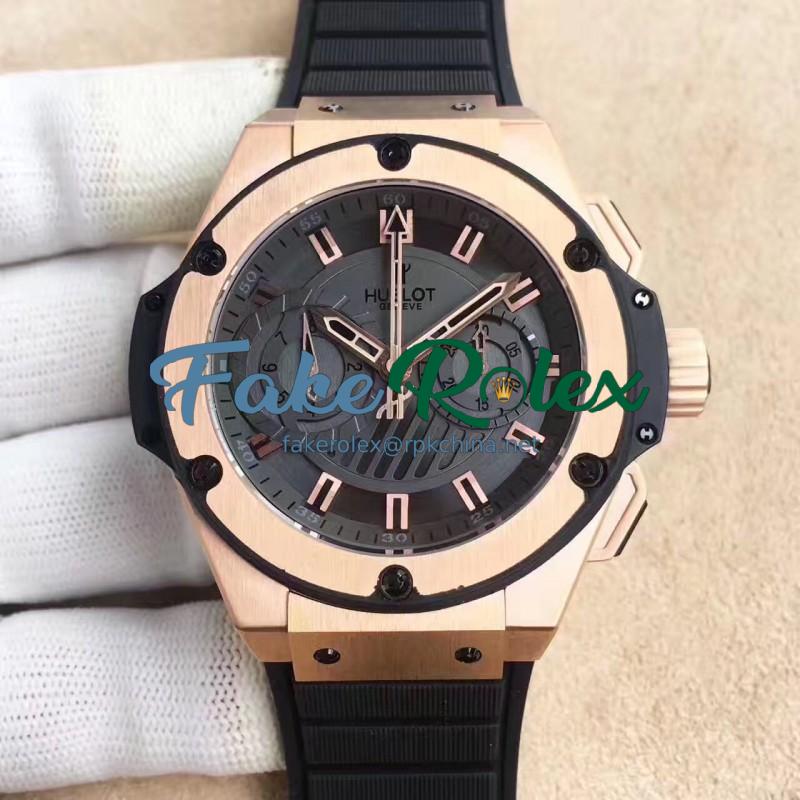 Replica Hublot Big Bang King Power Foudroyante Gold 715.PX.1128.RX HBB V6 Rose Gold Black Dial Swiss 7750