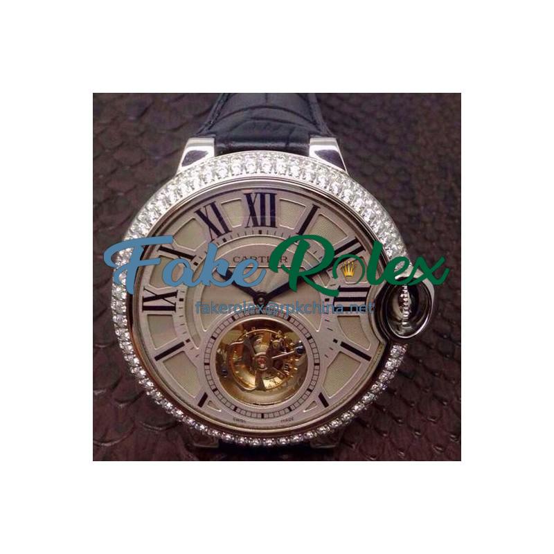 Replica Cartier Ballon Bleu Tourbillon Stainless Steel Silver Dial Swiss Tourbillon